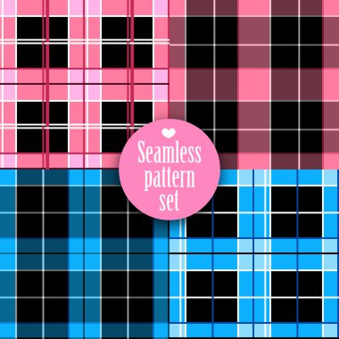siyah beyaz sorunsuz doku ile pembe, mavi. moda, parlak, köşegen çizgiler, kareli. Kızlar canavar parti, Gotik parti, halloween.swatches global renkler.