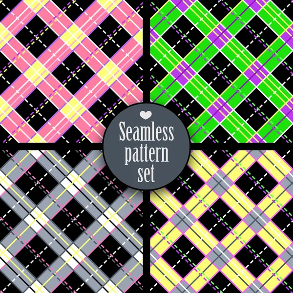 Monster pattern. Black and white seamless texture with pink, blue. Fashion, high, bright, diagonal lines, checkered. Girls Monster party, gothic party, halloween.Swatches global colors. — Stock Vector