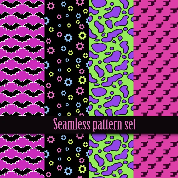 siyah beyaz sorunsuz doku ile pembe, mavi. moda, parlak, köşegen çizgiler, kareli. Kızlar canavar parti, Gotik parti, halloween.swatches global renkler.