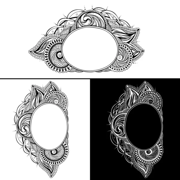 Ornament květinový prvek vektoru framedesign. monochromatický barevný — Stockový vektor