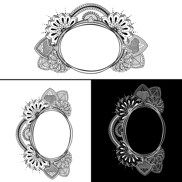 矢量 framedesign 花卉元素装饰。单色 — 图库矢量图片