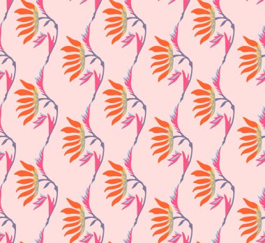 Japon Renkli Tropikal Çiçek Sarmaşık Vektörü Kusursuz Desen