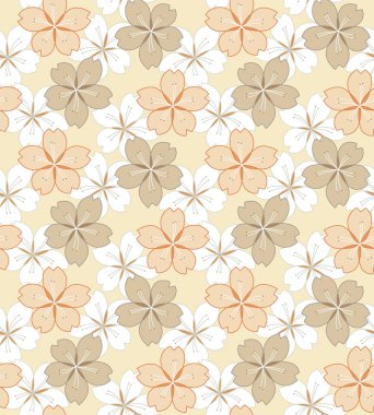 Japon Lüks Kiraz Çiçeği Vektörü Kusursuz Desen