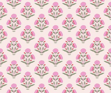 Japon Pembe Çiçek Motif Vektörü Kusursuz Desen