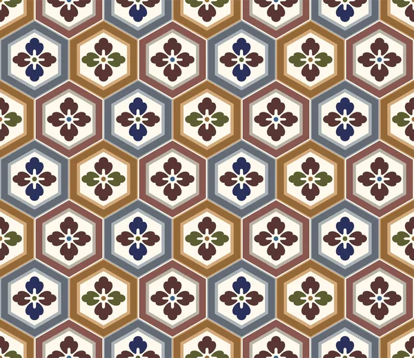 Modèle Sans Couture Vectoriel Crête Fleur Hexagonale Japonaise — Image vectorielle