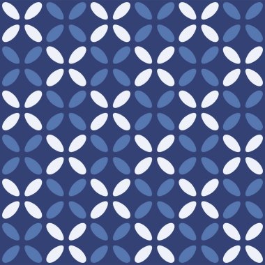 Japonca Yuvarlak Yaprak Ağlı Vektör Kusursuz Desen