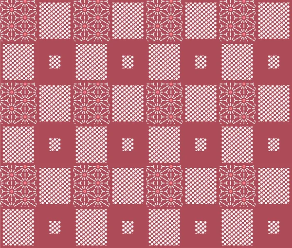Japanese Hexagon Star Dot Checkered Vector Seamless Pattern — Stockvektor