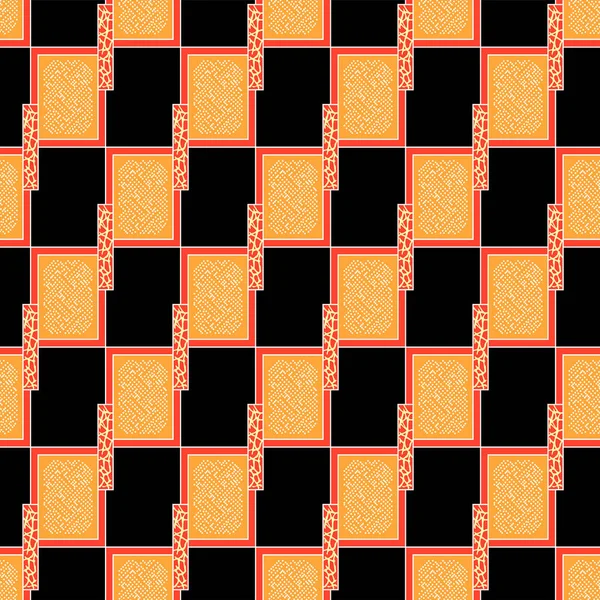 Japanese Sacred Orange Checkered Vector Seamless Pattern — Vettoriale Stock