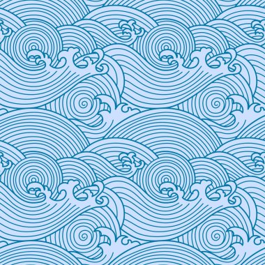 Japon Kıvrımlı Fırtına Dalgası Vektörü Kusursuz Desen