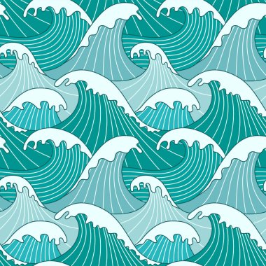 Japon Okyanusu Tepesi Dalga Vektörü Kusursuz Desen