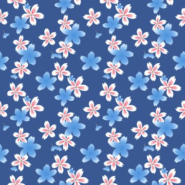 Japon Kiraz Çiçeği Sonbahar Vektörü Kusursuz Desen