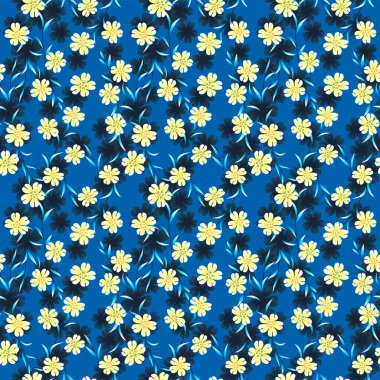 Japon Şirin Sarı Çiçek Vektörü Kusursuz Desen