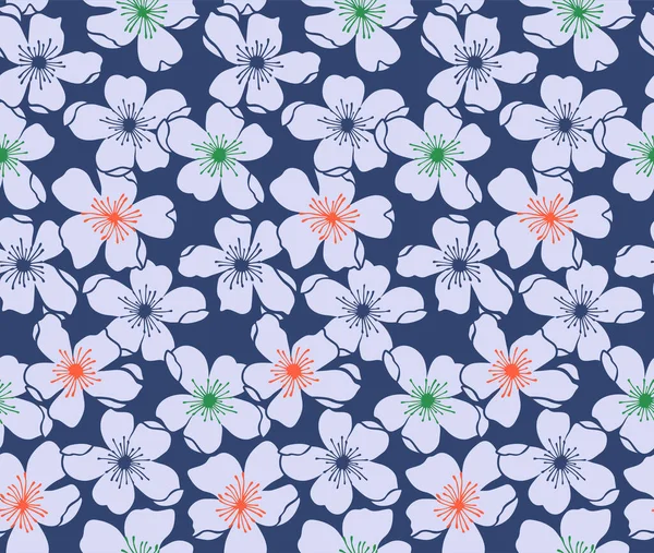 Japanese Hawaii Flower Vector Seamless Pattern — Stock Vector