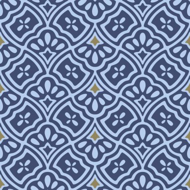 Japon Lüks Çiçek Kıvrımlı Mozaik Vektörü Kusursuz Desen