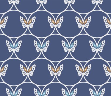 Japon Kelebek Çemberi Vektörü Kusursuz Desen