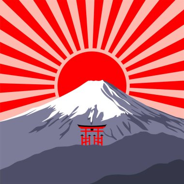 Japon Fuji Dağı ve Güneş Işığı