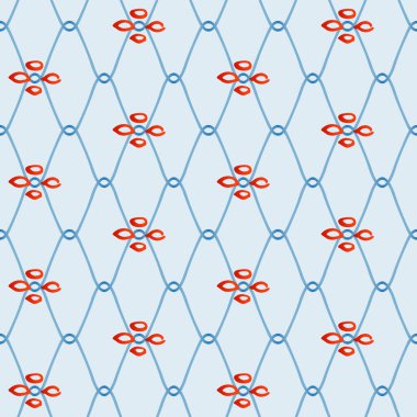 Japon ZIgzag Ağlı Çiçek Vektörü Kusursuz Desen