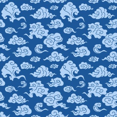 Japon Sanat Sanatı Bulut Vektörü Kusursuz Desen