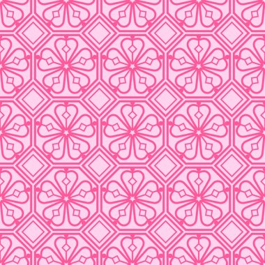 Kore Kiraz Çiçeği Sekizgen Vektörü Kusursuz Desen