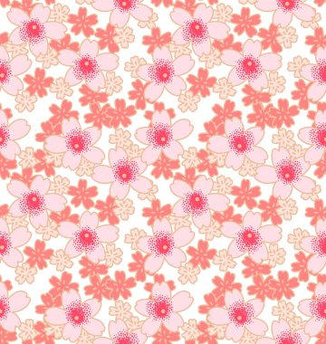 Japon Pembe Kiraz Çiçeği Vektörü Kusursuz Desen