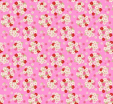 Japon Kiraz Çiçeği Buket Vektörü Kusursuz Desen