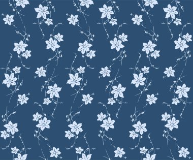 Japon Romantik Çiçek Buketi Vektörü Kusursuz Desen