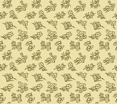 Japon Şirin Çiçek Motif Vektörü Kusursuz Desen