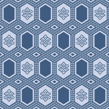 Japon Çiçeği Altıgen Elmas Vektörü Kusursuz Desen