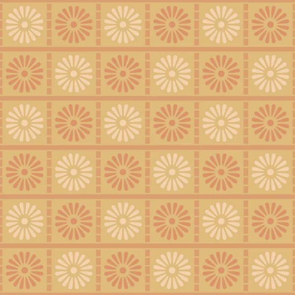 Japanese Circle Flower Checkered Vector Seamless Pattern — Stockový vektor