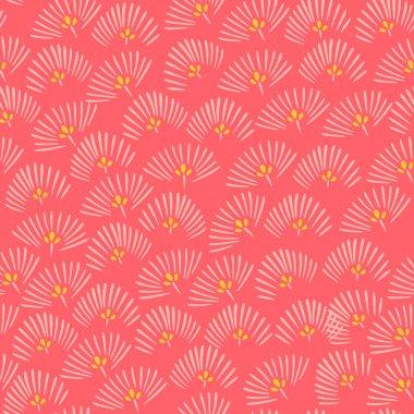 Japanese Pink Flower Fan Vector Seamless Pattern