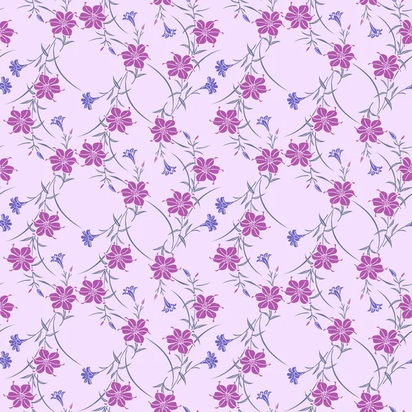 Japon Romantik Çiçek Dalları Vektörü Kusursuz Desen