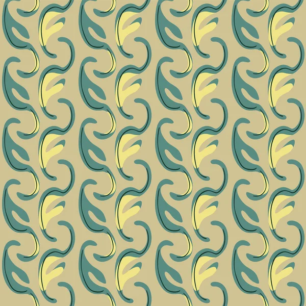 Japanese Curl Leaf Art Motif Vector Seamless Pattern — 스톡 벡터
