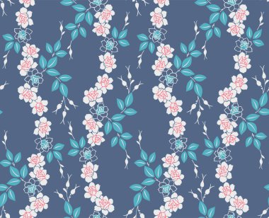 Japanese Rose Vine Vector Seamless Pattern