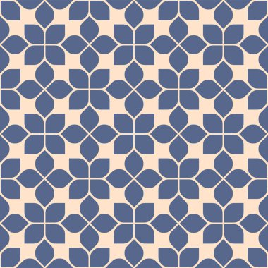 Japon Geometrik Çiçek Mozaik Vektörü Kusursuz Desen