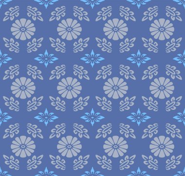 Japanese Flower Leaf Motif Vector Seamless Pattern