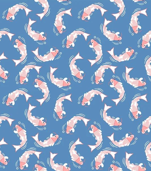 Japanese Carp Fish Vector Seamless Pattern