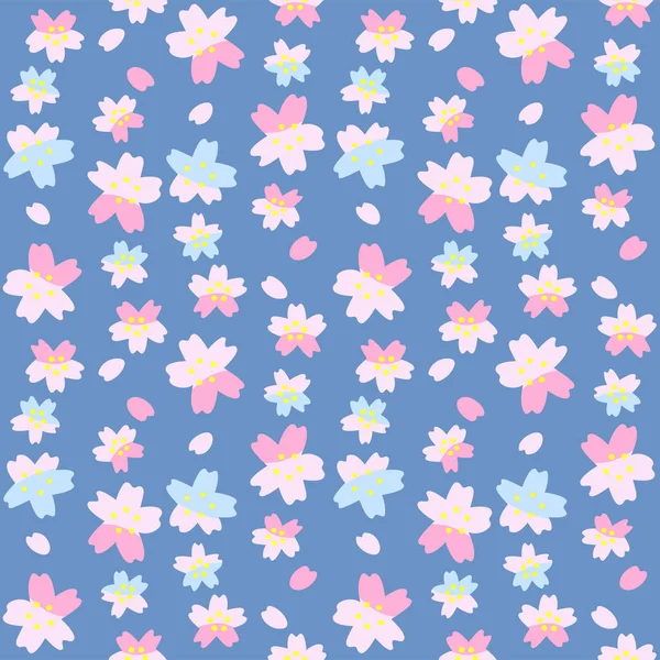 Japon Şirin Kiraz Çiçeği Vektörü Kusursuz Desen