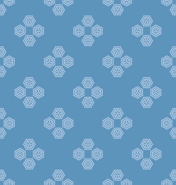 Japanese Dot Hexagon Petal Flower Vector Seamless Pattern