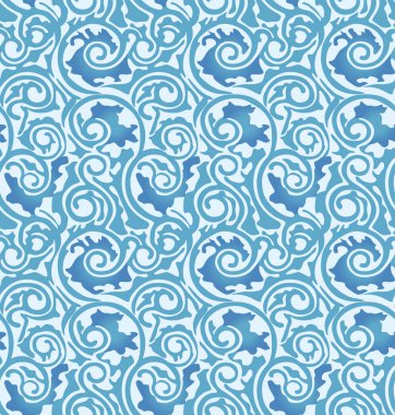 Japonca Kıvrımlı Vine Vektörü Kusursuz Desen