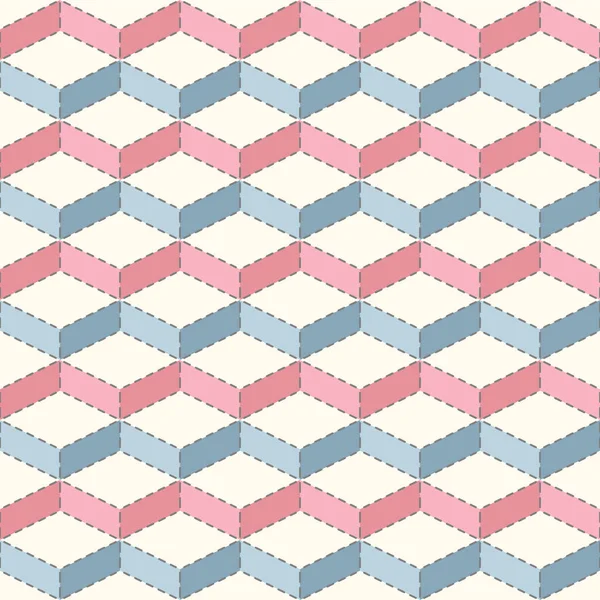 Japanese Cute Zigzag Cube Vector Seamless Pattern — Vettoriale Stock