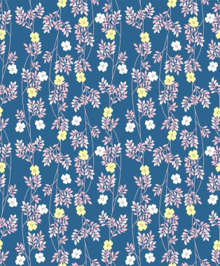 Japon Güzel Çiçek Yaprak Dalı Vektörü Kusursuz Desen