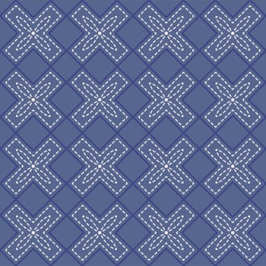 Japon Nakış Haçı Şekil Vektörü Kusursuz Desen