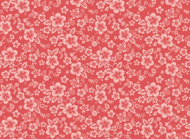 Japon Lüksü Hibiscus Çiçek Vektörü Kusursuz Desen