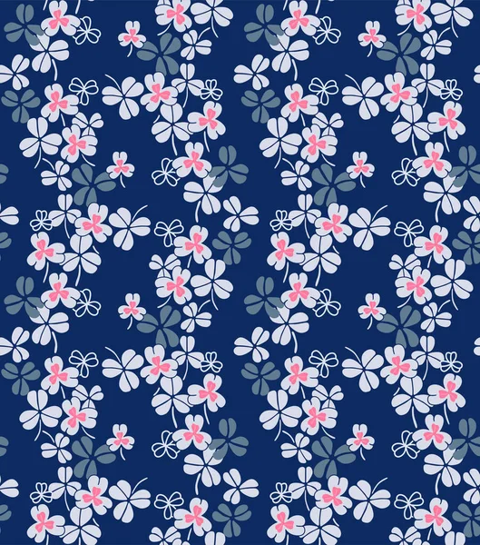 Japonês Zigzag Bonito Flor Folha Vetor Sem Costura Padrão — Vetor de Stock