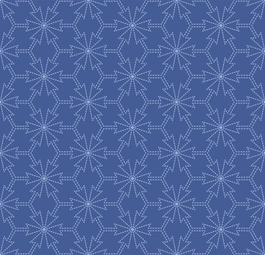 Japon Nakışlı Yıldız Motif Vektörü Kusursuz Desen