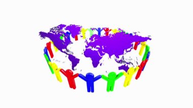 insanlar elele 3d dünya haritası