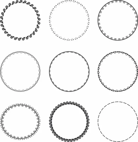 Ensemble Cadre Rond Cadre Décoratif Décoratif Décoratif Cercle Avec Élément — Image vectorielle