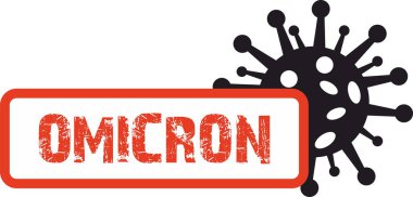  Omicron koronavirüsü kırmızı ve siyah simge ve damga 