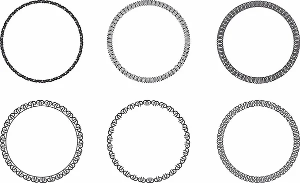 Rundes Rahmenset Kreis Zierrahmen Mit Grafischem Element — Stockvektor