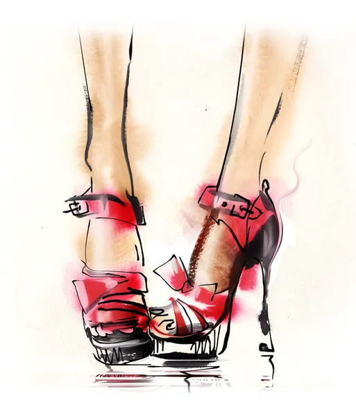 Ręcznie malowane buty mody — Zdjęcie stockowe